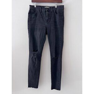 MADEWELL BLACK 9" HIGH RISE DISTRESSED SKINNY DENIM JEANS Size 30